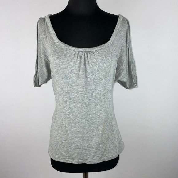Ann Taylor LOFT S Gray Keyhole Tie Back Top Soft Tencel Lyocell Blend - Picture 1 of 11